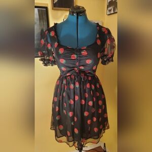 Black Dress with Strawberry Print